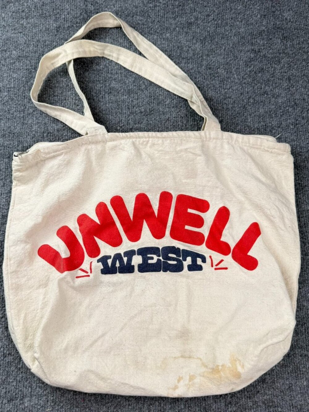 Call Her Daddy Unwell West Canvas Tote Bag Zip Pocket Alex Cooper Merch STAINED